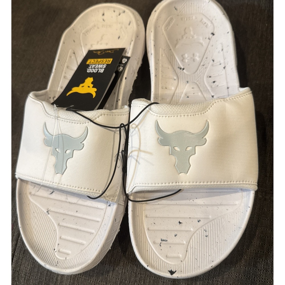 Under Armour Mens Project Rock Sideline Slides Blood Sweat Respect Flip Flops 12